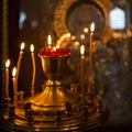 Church. Wax candles. Lighted candles in the church Royalty Free Stock Photo