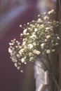 Floral wedding decoration in church. Royalty Free Stock Photo