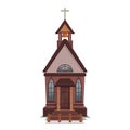 Church for western town for game level and background isolated on white background. Building design - wild west.