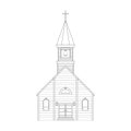 Church in the wild west on isolated white background. Children`s coloring. Vector illustration