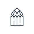 church window icon vector from easter concept. Thin line illustration of church window editable stroke. church window linear sign