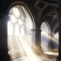 Church windows with heavenly light