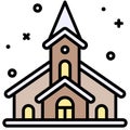 Church in winter icon, Winter city related vector