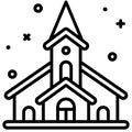 Church in winter icon, Winter city related vector