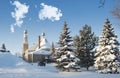 Church winter scene in Saint-Eustache Royalty Free Stock Photo