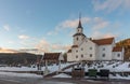 Church in winter with snow and blue sky in Iveland Norway Royalty Free Stock Photo