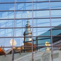 Church in Wroclaw, reflection in the window Royalty Free Stock Photo