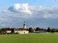 Church in Zeithain, Germany, with Greenfield in the foreground