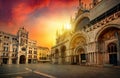 Church and Zodiac clock on San Marco Royalty Free Stock Photo