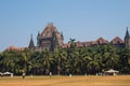 Churchgate, Mumbai, Maharashtra; lawn with cricket players in a sunny day