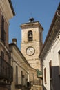 Churchtower and residential buildings in Roccamorice Italy