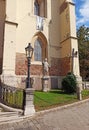 The churchyard of the Gothic Cathedral of St. Nicholas, built between 1380 and 1421 in Trnava, Slovakia. Royalty Free Stock Photo