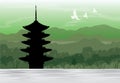 Chureito Pagoda, Fujiyoshida, Japan View Landscape Travel Place Vector Royalty Free Stock Photo