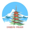 Chureito pagoda landscape japan emblem