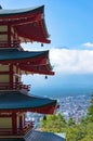 Chureito Pagoda with mount Fuji. Fujiyoshida, Japan Royalty Free Stock Photo