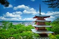 Chureito Pagoda in the spring on daytime in Fujiyoshida, Japan Royalty Free Stock Photo