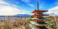 Chureito red pagoda and mount Fuji background, japan Royalty Free Stock Photo