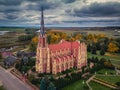 The Churh of the St.Trinity under the cloudy sky. Gerviaty, Grodno region, Belarus