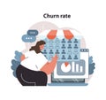 Churn rate analytics concept. Flat vector illustration Royalty Free Stock Photo