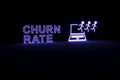 CHURN RATE neon concept self illumination background 3D