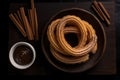 Churro Sticks, Churros Pastry, Fried Spanish Dessert, Churro Sticks, Abstract Generative Ai Illustration