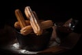 Churro Sticks, Churros Pastry, Fried Spanish Dessert, Churro Sticks, Abstract Generative Ai Illustration