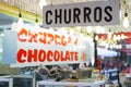 Churros and chocolate fritter typical food in Valencia Fallas