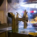 Churros and chocolate fritter typical food in Valencia Fallas