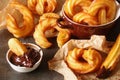 Churros with chocolate pasta dessert