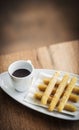 Churros and chocolate spanish donuts with sauce breakfast snack Royalty Free Stock Photo