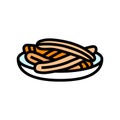 churros chocolate sweet food color icon vector illustration