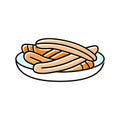 churros chocolate sweet food color icon vector illustration Royalty Free Stock Photo