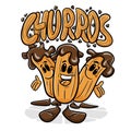 Churros. Funnny cartoon character. Vector isolated background