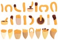 Churros icons set cartoon vector. Mexican chocolate