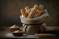 churros with sugar typical of spanish gastronomy