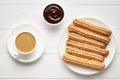 Churros traditional homemade Spain street fast food baked sweet dough