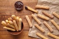 Churros traditional Spain culture breakfast or lunch sweet dough dessert baked pastry food snack