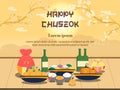 Chuseok banner design.persimmon tree on full moon view background Royalty Free Stock Photo