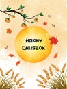 Chuseok banner design.persimmon tree on full moon view background Royalty Free Stock Photo