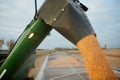 The chute and funnel of a combine harvester Royalty Free Stock Photo