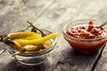 Chutney and chillies Royalty Free Stock Photo