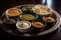 chutney tasting with crackers and dip bowls Royalty Free Stock Photo