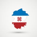 Chuvashia map in Mari El flag colors, editable vector Royalty Free Stock Photo
