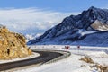 Chuyskiy trakt -  historical road in the Altai Republic in the winter. Royalty Free Stock Photo