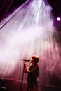 Chvrches Scottish electronic band in concert at Heineken Primavera Sound 2014 Festival Royalty Free Stock Photo