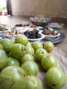 Chyavanprash making ingredients in one plate. Ayurvedic chyavanprash is a natural immunity booste