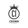 CI C I Letter Logo Design with Circular Crown