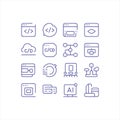 CI CD and Software Development Line Icons Set â Coding, Cloud, DevOps, and AI Technology Symbols Royalty Free Stock Photo