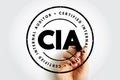 CIA CERTIFIED INTERNAL AUDITOR stamp with hand using marker, round emblem featuring large CIA text and professional certification Royalty Free Stock Photo