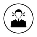 Cia spy, listener icon. Black vector graphics